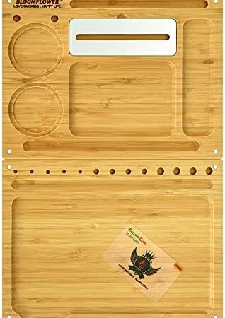 Backflip Bamboo Magnet Rolling Tray with Scoop Card,Use Trays on Desktop